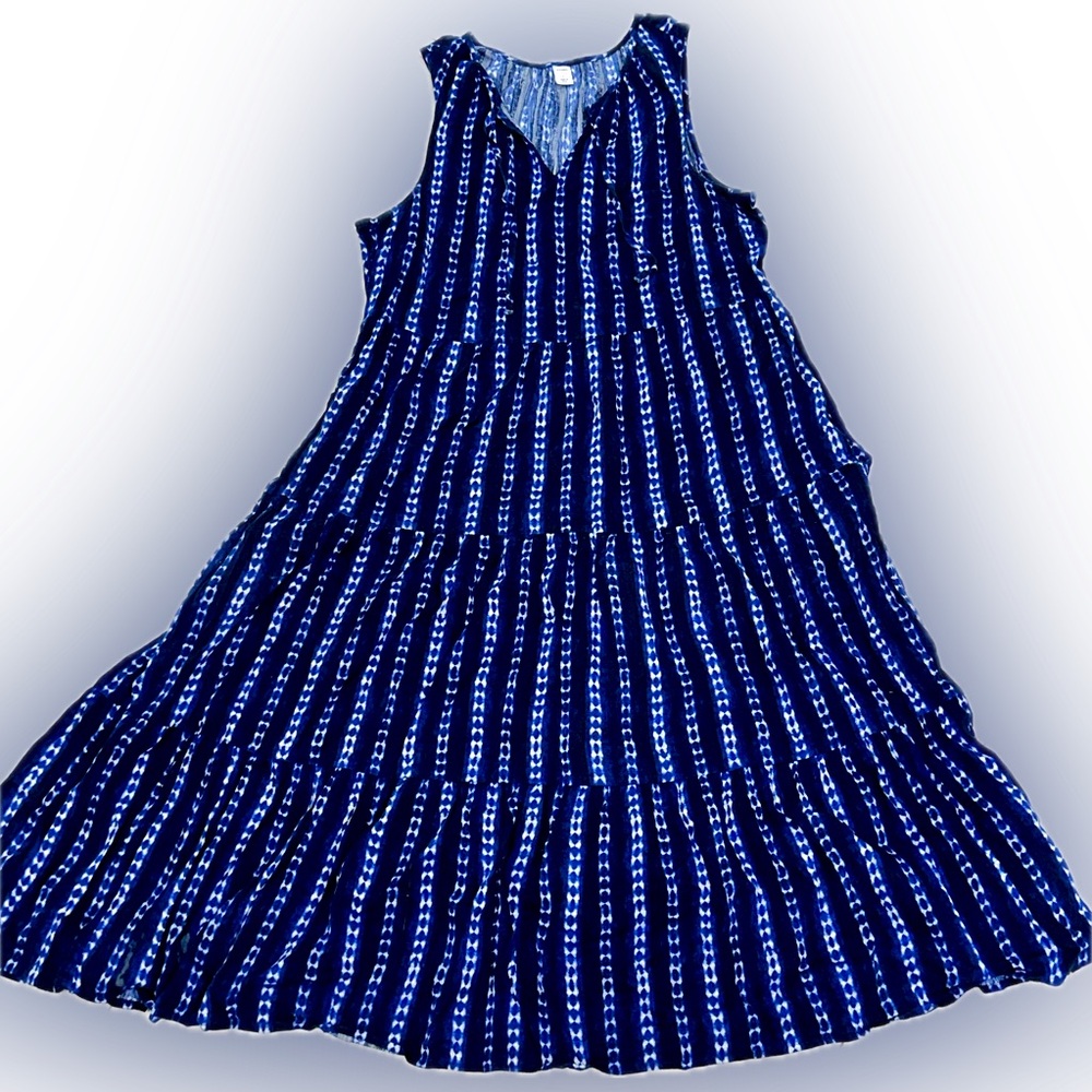 Old Navy Large Blue Boho Tie Dye Maxi Dress Women’s - Picture 2 of 8